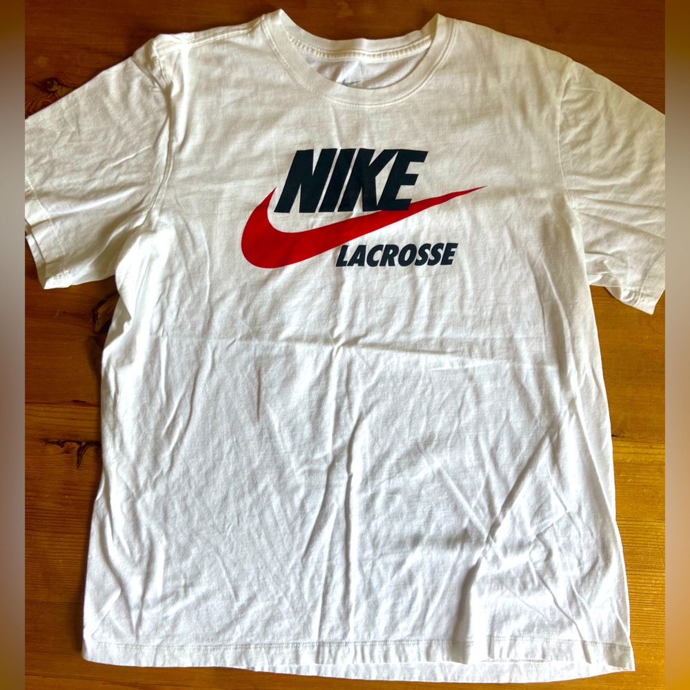 NIKE SPORTSWEAR "Lacrosse Swoosh Tee" MEN'S WHITE RED XL